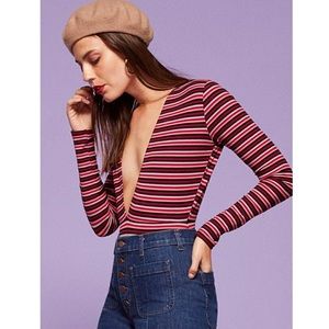 Reformation Cecille Bodysuit-Striped Sunset-Sz L